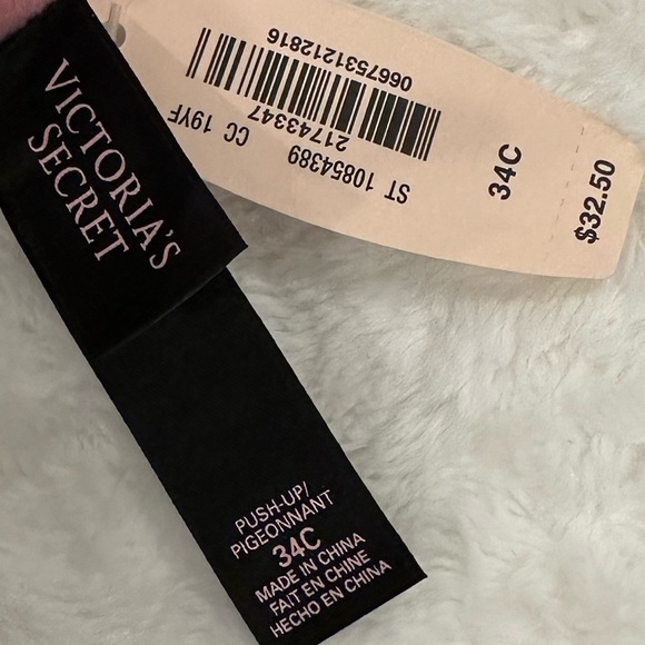 Victoria's Secret Demi Bra Size 34C Black, white, pink EUC polka dot - Picture 5 of 5